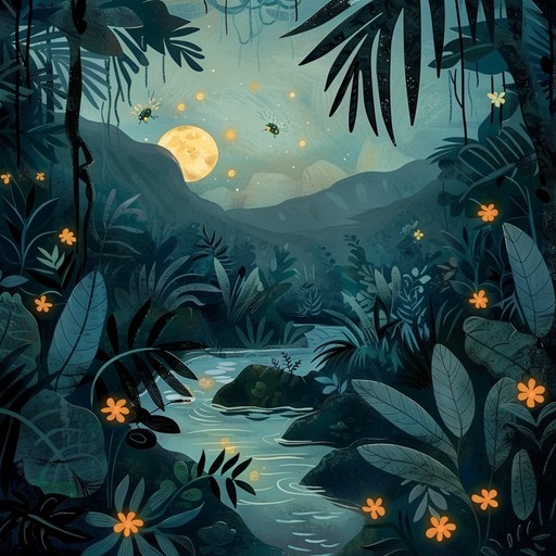 This instrumental lullaby uses the serene notes of a kalimba to evoke the tranquility of a moonlit jungle night. Ambient nature sounds, gentle percussion, and subtle flutes weave through a calming, melodic structure, mimicking the whispers of the wind and the rustling of leaves. Perfect for relaxation, meditation, or helping little ones drift into peaceful slumber.