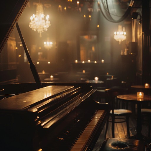 This instrumental piece evokes the eerie atmosphere of an old, dimly lit cabaret club at midnight. The piano's delicate melodies intertwine with somber, mysterious tones, creating a tender yet chilling soundscape. The music carries the scent of forgotten romances and hidden secrets, lingering in the shadows of candle lit tables.