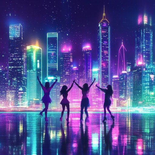 An uplifting instrumental k pop song featuring catchy melodies, vibrant synths, and dynamic beats that evoke feelings of joy, unity, and the excitement of pursuing dreams together under bright city lights.