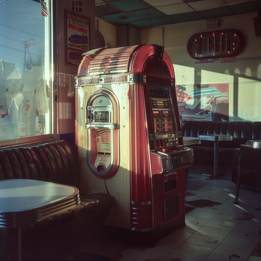 Experience a haunting 1950s diner scene with eerie echoes of jukebox hits, creating a perfect blend of nostalgia and dread. Ideal for vintage horror atmospheres.