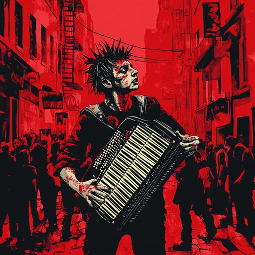 An instrumental edgy polka piece that merges traditional polka rhythms with punk's aggressive tempo and attitude, showcasing frenetic accordion melodies and percussive beats to evoke a sense of rebellion.