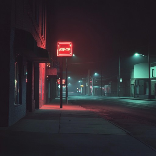 An instrumental piece that evokes a sense of looming danger and mystery, blending haunting melodies with atmospheric sounds reminiscent of 1970s urban landscapes at night.