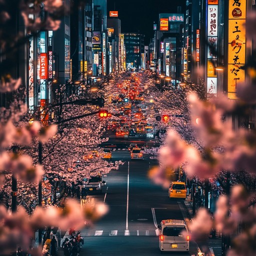 This track fuses the energetic, futuristic vibes of modern tokyo with the timeless elegance of japan's cultural heritage, encapsulating the fast paced lifestyle juxtaposed with serene moments under sakura trees. The music evokes a visual of neon lights dancing beside cherry blossoms swaying gently in the breeze.