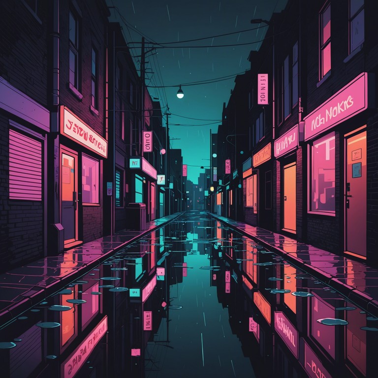 This track captures the echoing, relentless rhythms of a city at night, blending traditional urban noises with gritty electronic undertones to create a soundscape of dystopian dimensions. The eerie silence of abandoned streets gets interrupted by the sudden pulse of underground electro, embodying the unseen energy of the nocturnal cityscape.