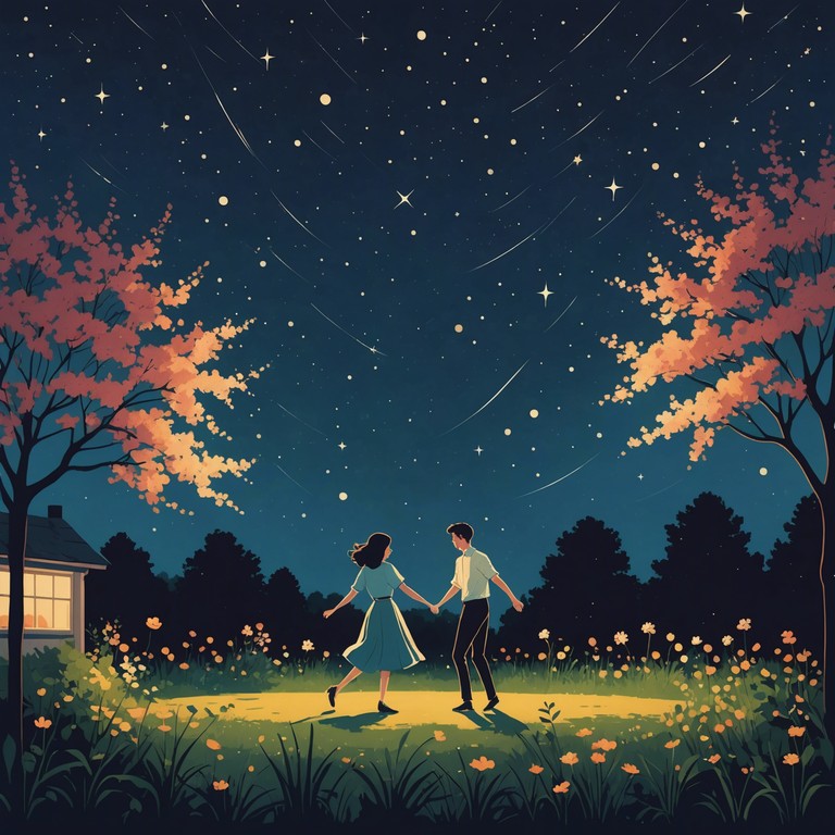 A smooth, swinging ballad that captures the essence of a moonlit spring evening. This piece should evoke the gentle sway of dancing under the stars with soothing, lyrical melodies that flow seamlessly over a swing rhythm, transporting the listener to a peaceful, romantic setting.