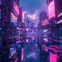 elegant synthwave track depicting a futuristic neon nightscape