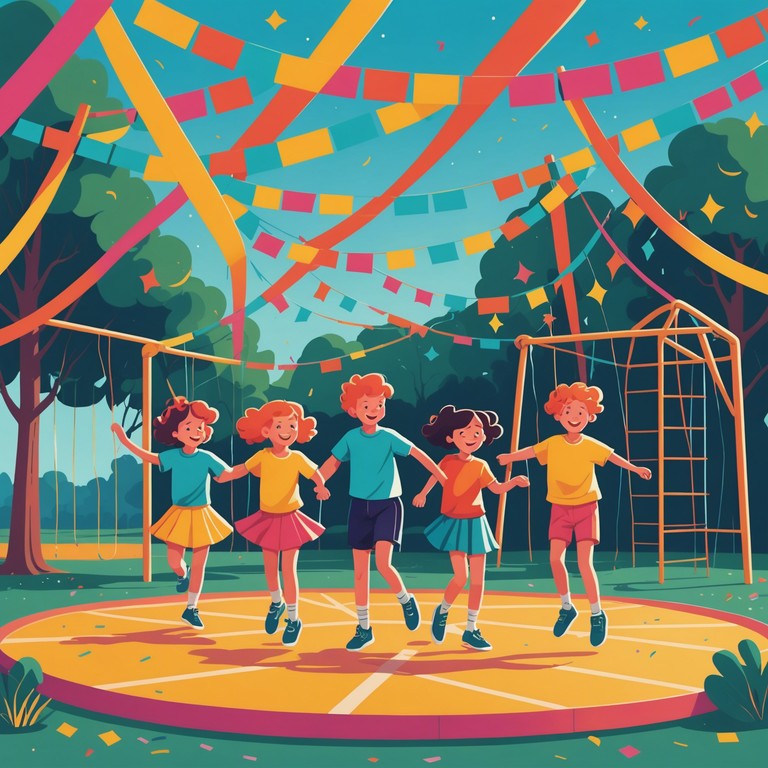 An engaging and energetic soundtrack that invites children to jump, dance, and play along. This track provides an environment where children can enjoy and participate actively in musical activities, creating an atmosphere of fun and enthusiasm.