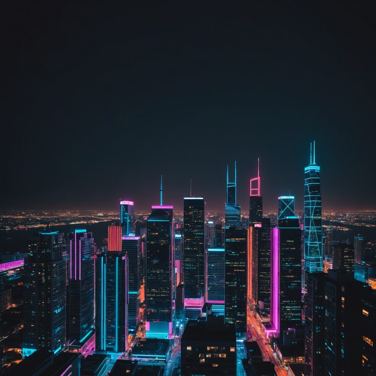 A vibrant track capturing the essence of a bustling city at night, characterized by its pulsating rhythms and bright melodic overtones, ideal for evoking the lively urban nightlife and the shimmering allure of city lights. The soundscape uses dynamic contrasts to paint a sonic picture of a city that never sleeps.