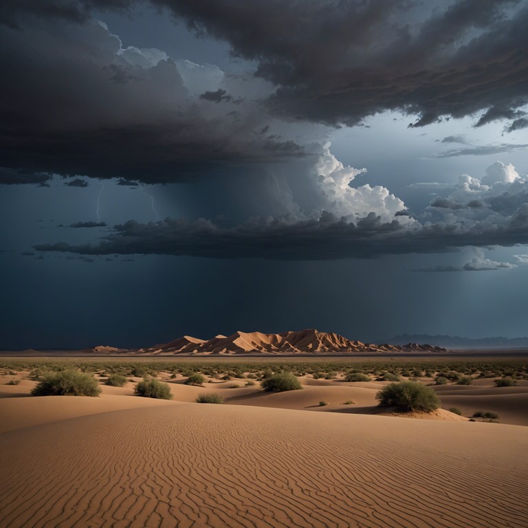 This track evokes the powerful dynamics of a desert storm, blending intense percussion rhythms with the haunting melodies characteristic of middle eastern music, creating a compelling narrative of nature's fierce beauty and power.