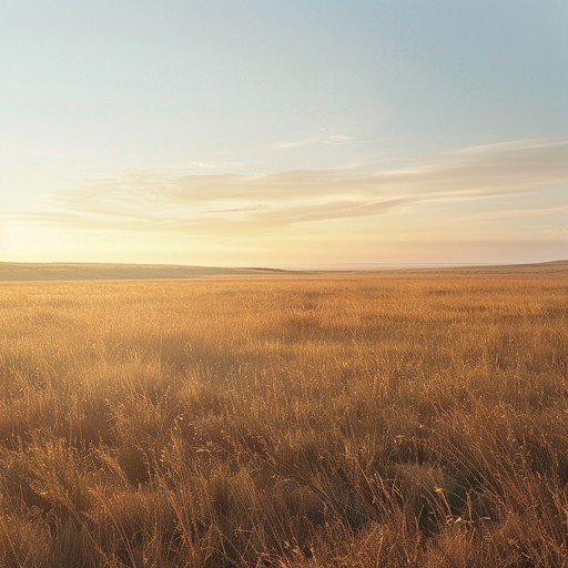 Picture a vast golden prairie under a glowing sunset, where the gentle strumming of a guitar complements the tranquil scene, creating a sense of peace and nostalgia. The song progresses with a slow, steady rhythm, capturing the essence of rural beauty and simplicity.