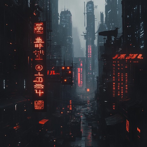 An intense and gritty soundtrack that immerses the listener in a dystopian neon cityscape. Dominated by powerful synthesizers and heavy percussion, the track's menacing tone captures the essence of a futuristic, high tech underworld at night.