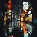 an instrumental j pop song evoking loneliness in rainy tokyo streets