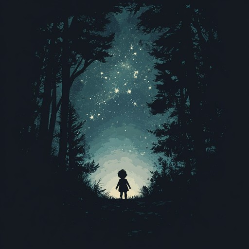 An instrumental piece that captures the excitement and mystery of a child venturing through a shadowy, magical forest at night, filled with unexpected twists and whimsical creatures. The melodies evoke the child's bravery and wonder as they navigate the unknown.