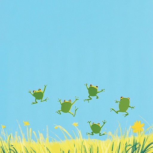 A cheerful instrumental nursery rhyme that evokes the image of happy frogs jumping around in a sunny meadow, using light hearted melodies and playful rhythms to create a carefree atmosphere.