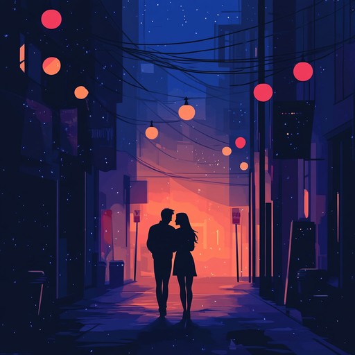 A soothing electronic melody that blends soft synths and ambient sounds to create a tender atmosphere reminiscent of a quiet night in the bustling city, capturing subtle emotions under vibrant neon skies.