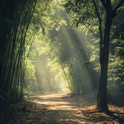 Experience relaxation with the gentle bamboo flute melody and ambient nature sounds, creating a serene atmosphere reminiscent of a calming forest walk.