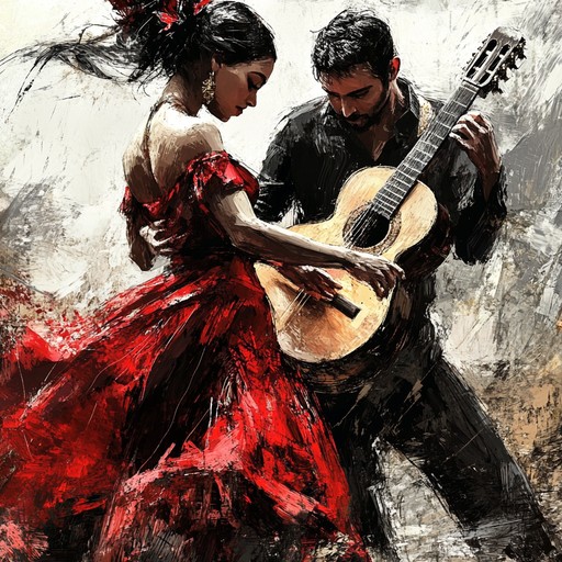 This track blends the soulful, rapid fire guitar strums of traditional flamenco with the improvisational spirit of modern jazz. Expect rhythmic hand claps and intricate melodies that build to a powerful crescendo, immersing the listener in a whirlwind of passion and virtuosity. The combination is both exotic and familiar, creating a volatile dance between structured harmony and expressive freedom.