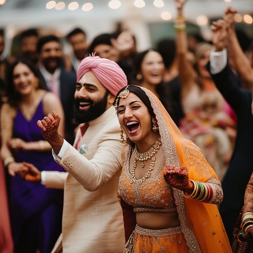 Imagine the vibrant energy of a punjabi wedding, where the rhythm of the dhol sets the tempo for a night of uninhibited dance and celebration. The music captivates all, young and old, in a timeless cultural expression.