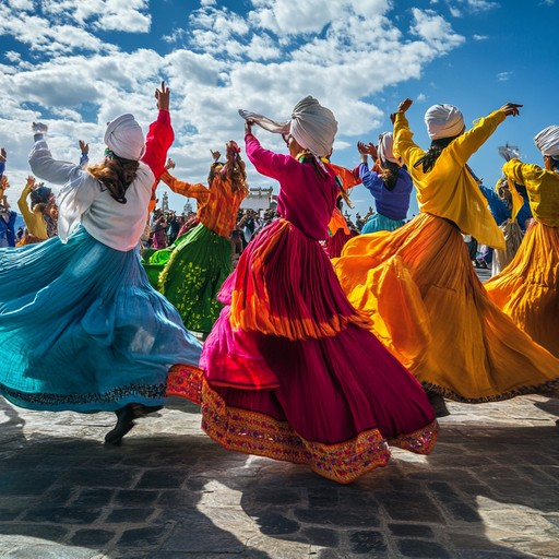 This composition bursts with joy as it combines musical elements from various cultures around the world. From vibrant african rhythms to soothing asian melodies, it creates an exhilarating auditory journey. Traditional instruments interweave with modern beats, painting a rich tapestry of sound that evokes an uplifting celebration of life and unity.