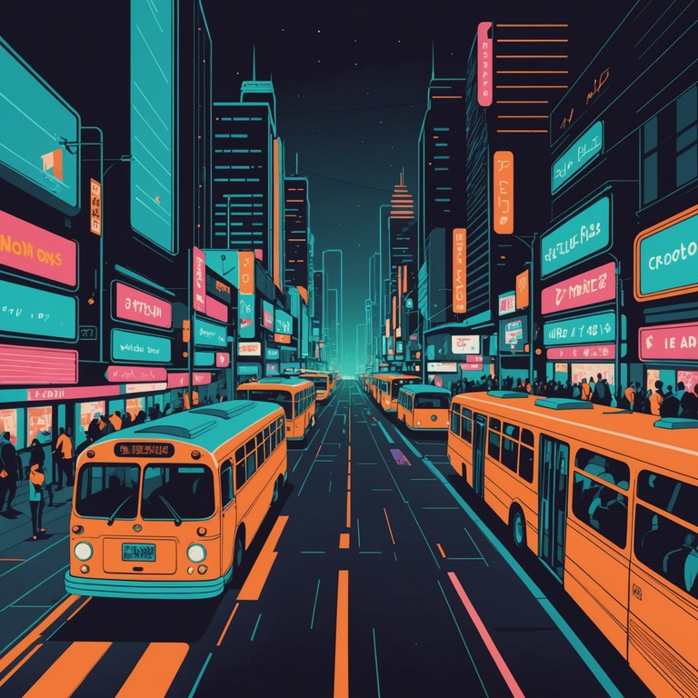 Imagine flying overhead a bustling city at twilight, with sounds rising from the nightlife below that stimulate a sensation of adrenaline and pulse pounding excitement. The alternative track would hold the essence of a neon lit urban escape, capturing the exhilarating pace of city life through energetic rhythms.