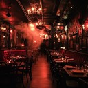 sophisticated, elegant, nighttime cabaret with smoky ambiance