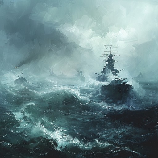 A thundering orchestration depicting the russian navy in a violent confrontation at sea, filled with powerful brass, driving percussion, and brooding strings to evoke the chaos and rage of battle.