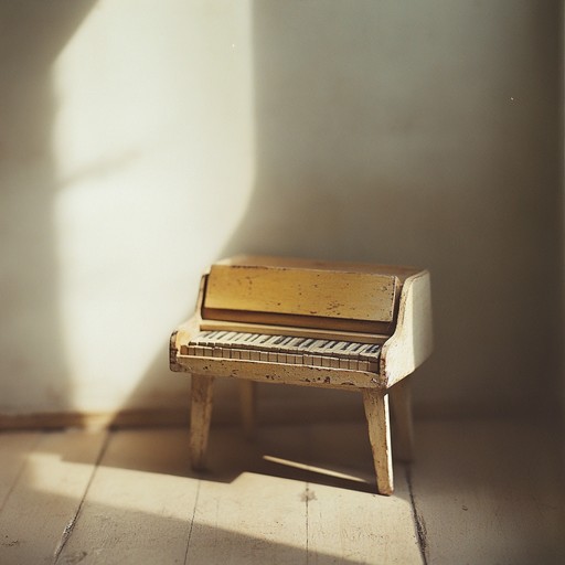 Echoing toy piano notes intertwined with soft ambient soundscapes, painting a heartfelt and nostalgic picture of bygone days through tender melodies.