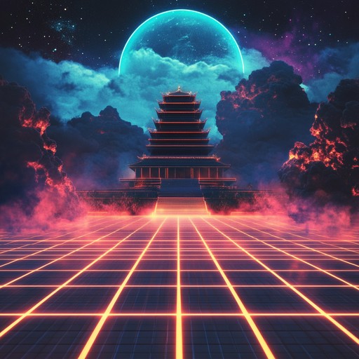 An instrumental synthwave composition inspired by 80s music, featuring spiritual undertones and ethereal synthesizers, creating a transcendent atmosphere guiding the listener through a mystical journey