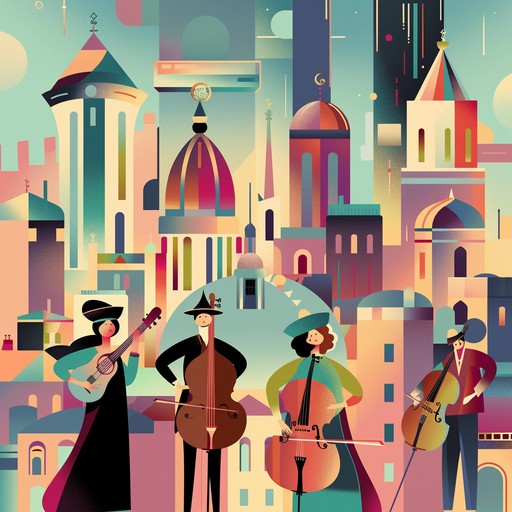 This energetic track reimagines jewish musical traditions by blending klezmer clarinet melodies with contemporary production techniques. It aims to create a joyful and confident atmosphere, celebrating the jewish community's vibrant cultural heritage and resilience.