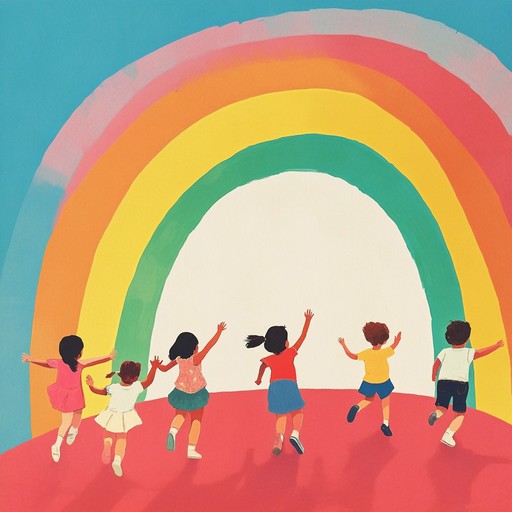 An uplifting, euphoric instrumental piece designed for children's playful adventures, featuring whimsical melodies that dance like a rainbow. Bright, cheerful tunes entwine with an infectious rhythm to create a captivating soundscape, encouraging joy and imagination. This piece fosters an environment of happiness, excitement, and creativity, making it perfect for playtime or storytime.