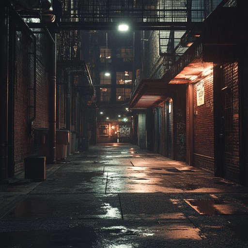 A thrilling journey through dark and gritty alleyways with pounding percussive beats and edgy synth lines, creating an atmosphere thick with tension and rugged strength