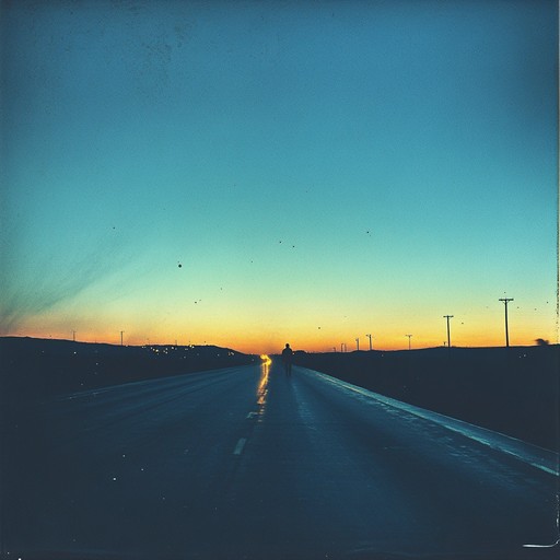 A mysterious atmospheric americana track, guiding the listener through eerie desolate highways of the american countryside. It conjures imagery of a solitary journey at dusk, filled with the echo of soft guitar strums and ethereal ambient sounds that evoke both a sense of wonder and unease.