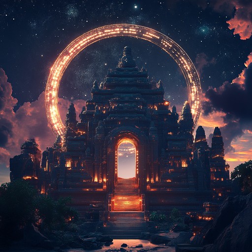 Embark on a thrilling sonic adventure merging tribal percussion with electronic synths, evoking the mysterious allure of ancient temples intertwined with futuristic landscapes.