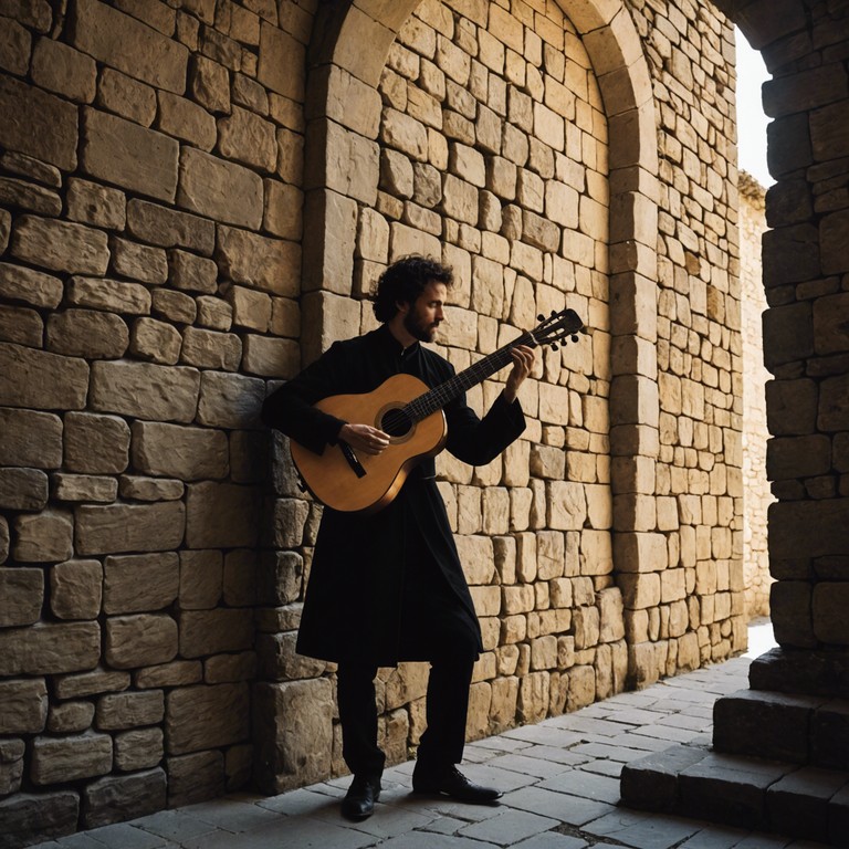 This song reflects the intimate moments of a medieval minstrel, whose gentle lute playing summons images of historical depth and emotional introspection in a quiet, spacious castle hall.