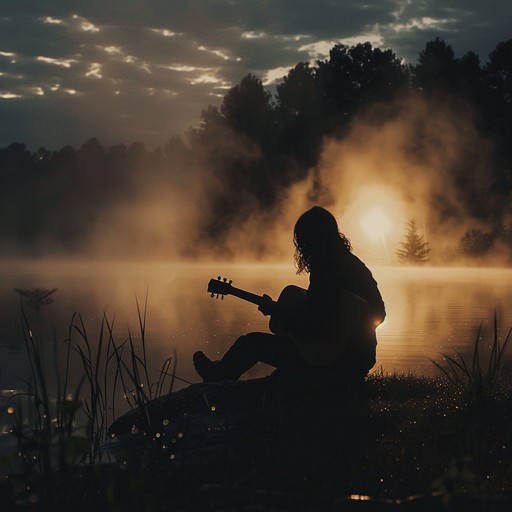 Delving deeper into the heart of the night, 'echoes after dark' presents an intense soundscape where eerie guitar riffs blend seamlessly with ghostly ambient noises, crafting an immersive listening journey into the unknown.