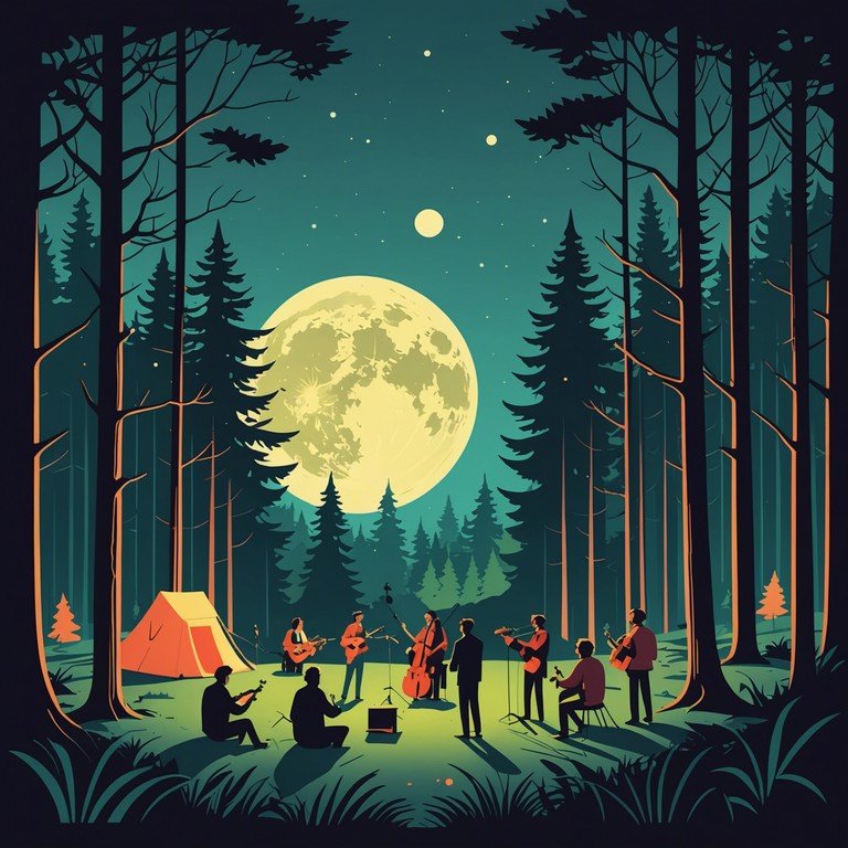 A captivating mix where modern rock influences blend seamlessly with traditional folk rhythms under the enchanting light of a full moon, offering listeners a reflective yet vibrant musical experience.