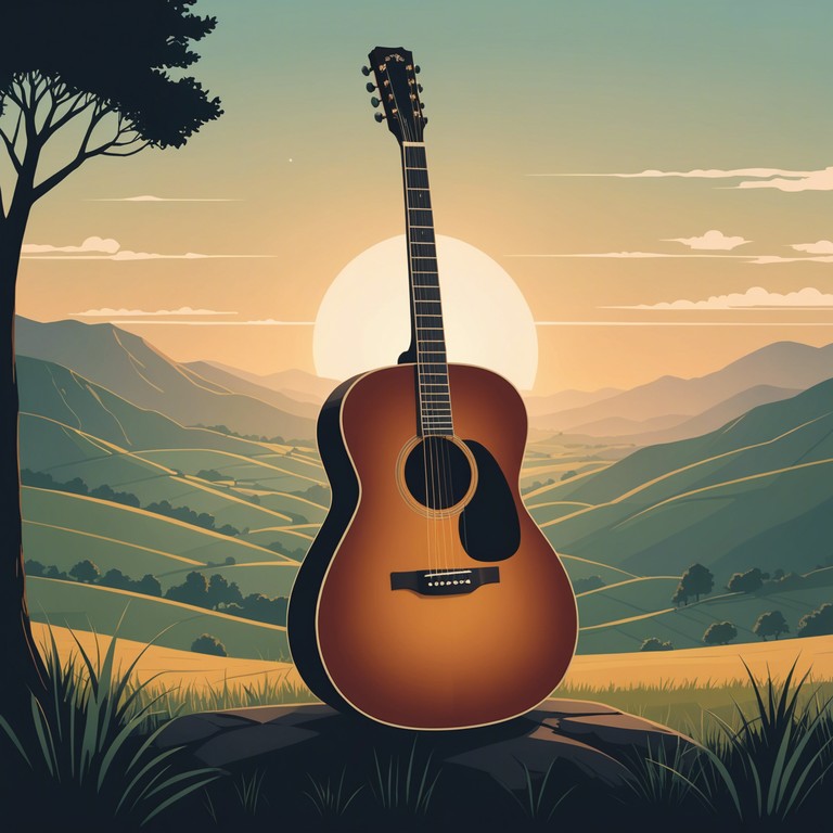 Crafting an atmosphere reminiscent of a peaceful evening in rural landscapes, this tune uses soft guitar chords to paint a picture of shadows stretching over the green, rolling hills as the day slowly fades into night.