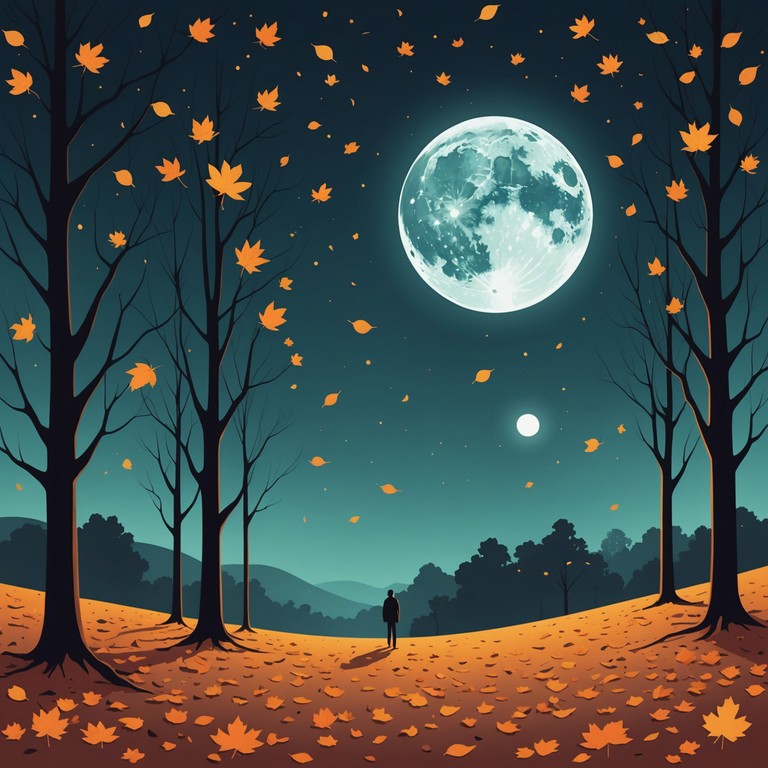 An introspective journey through sounds, representing the quiet melancholy of love lost and the peaceful acceptance of passing time, under the serene autumn moonlight.