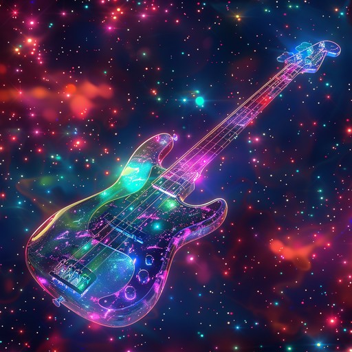 An instrumental odyssey through cosmic soundscapes, merging funky bass, ethereal guitars, and psychedelic synths, creating a vibrant, dreamlike atmosphere that feels like dancing among the stars