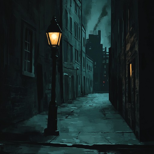 This track captures the chilling whispers and echoes reverberating through long forgotten urban alleys, where the subtle sounds of distant movements create an atmosphere thick with suspense and foreboding. The composition is framed around the haunting tones of an electric piano, layered with ambient city noise recordings that add to the eerie, unsettling mood.