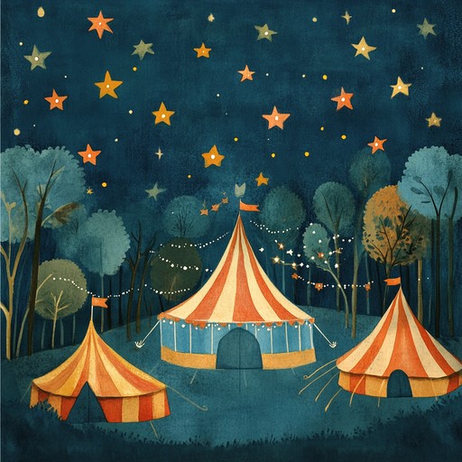 An exciting instrumental piece that takes children on an adventure through a magical midnight circus, filled with mysterious sights and sounds, capturing the drama and wonder of this enchanting world.