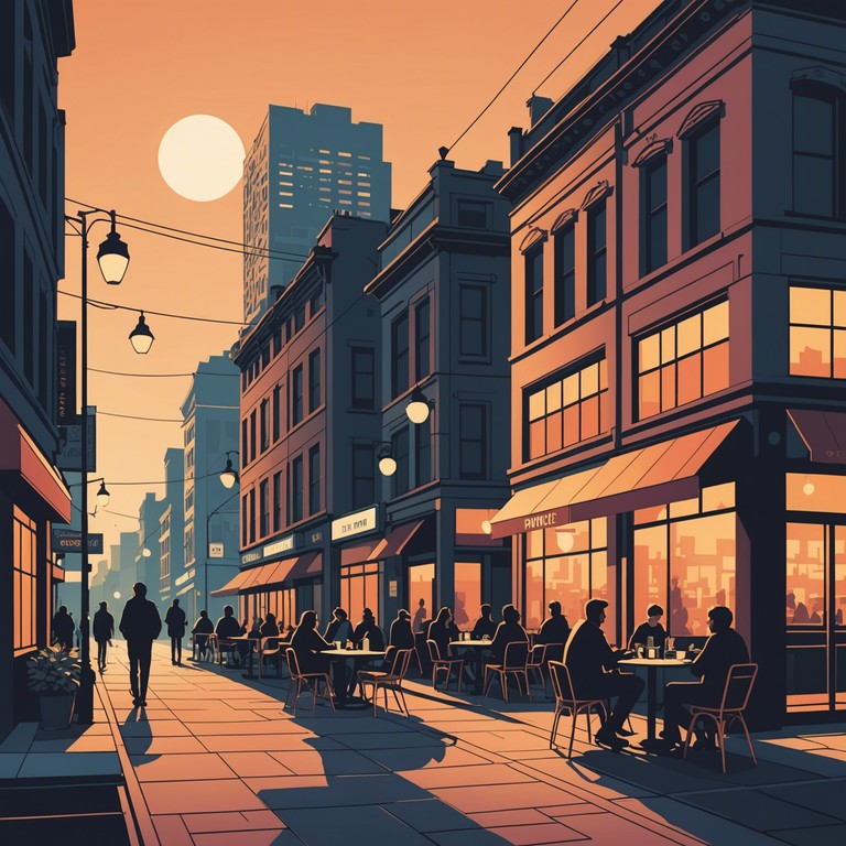 This track captures the essence of a city at dusk, with smooth beats that evoke the feeling of wandering through illuminated streets as the sun sets. The composed piece combines modern garage rhythms with a touch of jazz, creating an atmosphere that's both relaxing and invigorating. The use of subtle bass with occasional soft high hats creates a layered auditory experience that's perfect for evening wind downs or reflective moments.