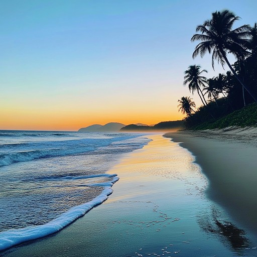 An instrumental piece featuring gentle samba rhythms, softly played acoustic guitar weaving with subtle percussion, creating a relaxing atmosphere reminiscent of a quiet evening on a brazilian beach.