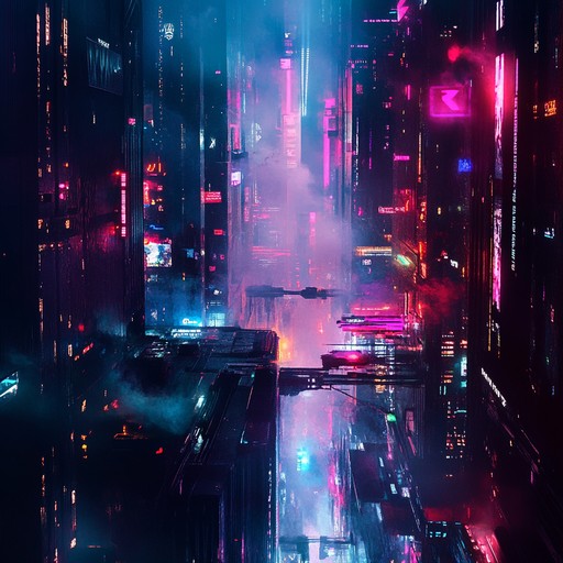 Explore a dystopian neon city where synths echo eerily, creating a dark, nightmarish atmosphere filled with melancholy and mechanical rhythms.