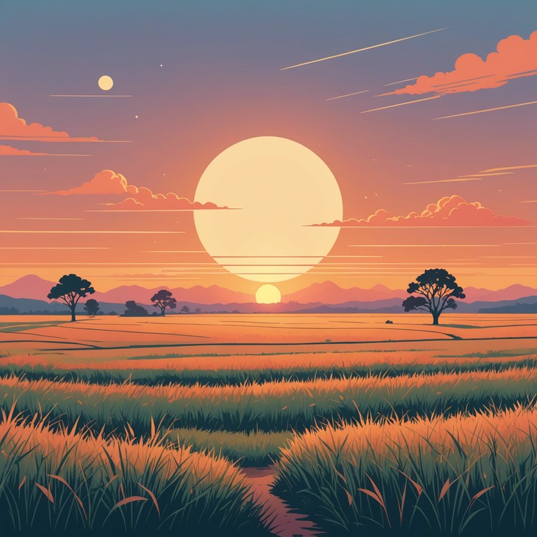 This alternative version emphasizes the golden hour's soft glow over a tranquil prairie, enriching the peaceful ambiance with a slightly more cinematic string performance.