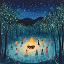 an upbeat folk song evoking joyful dancing in woods.