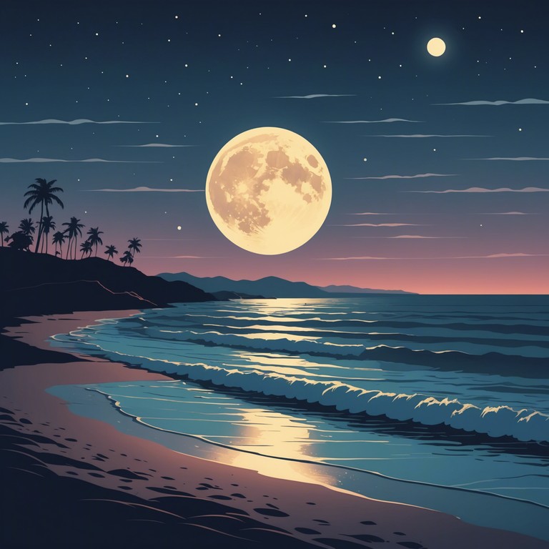 Imagine the gentle waves of a tropical beach at night, under a sky scattered with stars, while soft, sentimental melodies capture the essence of an emotionally charged, introspective journey.