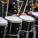 an instrumental military march featuring bold brass and drums.