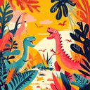 upbeat tune where dinosaurs dance at jungle party time