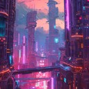 vibrant synth wave driving triumphant cyberpunk cityscapes soundtrack